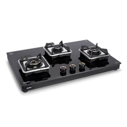 3 Burner Swift Glass Gas Stove with Multi Ring Forged Brass Burners (CT1038GTBLSWIFT)