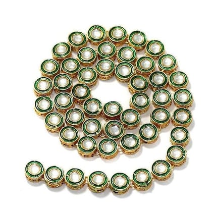 25 Pcs, 11mm Meenakari Kundan Kadi Chain Golden-Golden / Kundan / Round