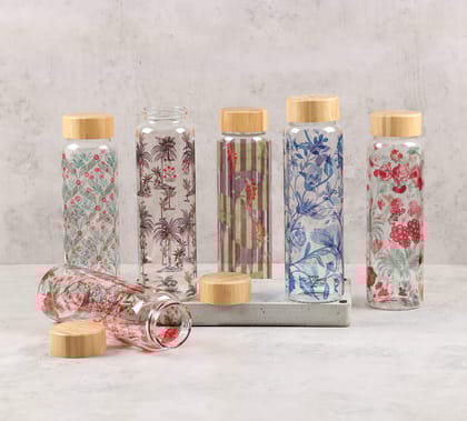 India Circus Grey Floral Galore Glass Bottle