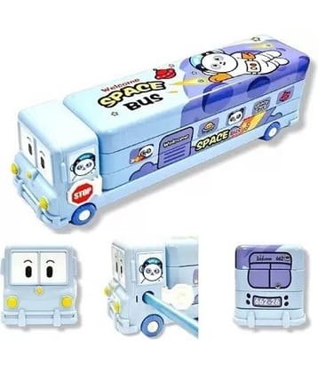 Eclet Metal Bus Compass Box for Kids for School,Pencil Box for Kids,Return Gift Set BUS Stationery Set for Kids SPACE Art Metal Pencil Box  (Set of 1, Blue)