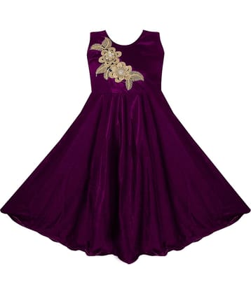9stiches Lycra Dress For Girls ( Pack of 1 , Purple )