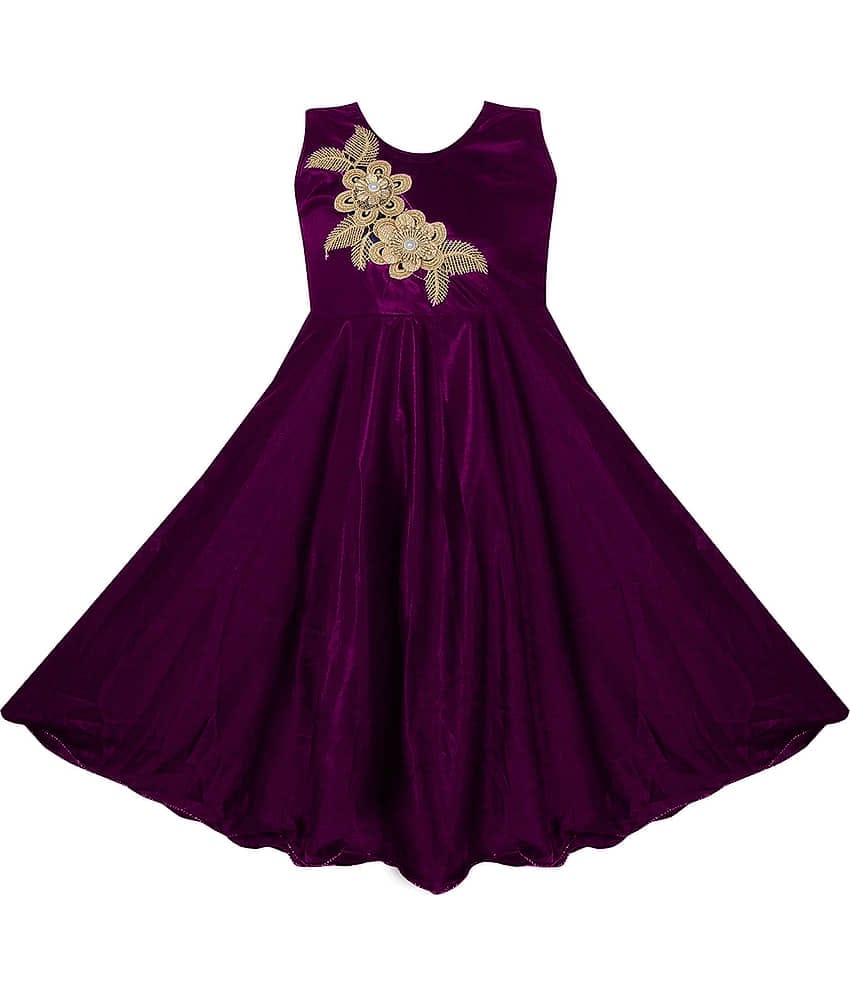 9stiches Lycra Dress For Girls ( Pack of 1 , Purple )