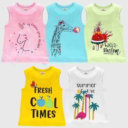 Kuchipoo Girls Sleeveless T-Shirts-18-24Months