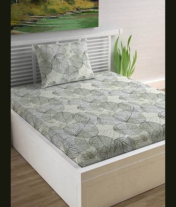 DIVINE CASA Cotton Single Bedsheet ( Green )