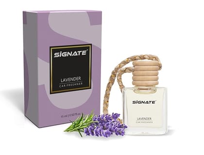 Signate Car Perfume with Natural Fragrance Essential Oils | Car Air Fresheners Long Lasting Upto 90 Days | Hanging Pod in Glass Bottle with Wooden Diffuser Lid 15ml (Aqua De Lavender) Signate Car Perfume with Natural Fragrance Essential Oils | Car Air Fresheners Long Lasting Upto 90 Days | Hanging Pod in Glass Bottle with Wooden Diffuser Lid 15ml (Aqua De Lavender)