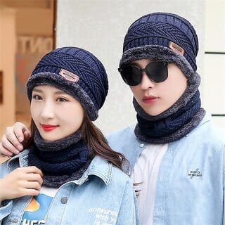 Eastern Club Unisex Blue Woolen Winter Cap (Pack of 2)