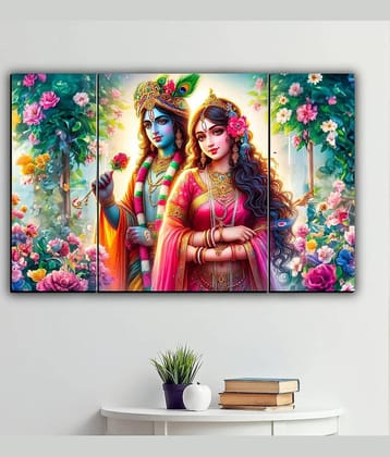 MahiArt Set Of 3 Radha Krishna Wall Paintings For Living Room Gift Items 12 x 18 inch