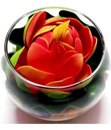Green plant indoor Lotus Orange Flowers With Pot - Pack of 1