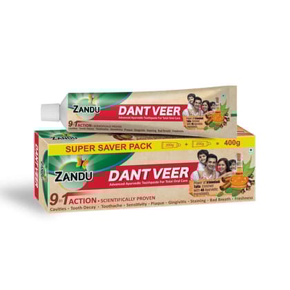 Zandu Dantveer Ayurvedic Toothpaste for Total Dental Care (Scientifically Proven) 400g