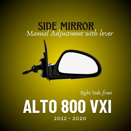 RMC Car Side Mirror Suitable for Maruti Suzuki Alto 800 with lever (2012-2020) | Manually operated | (Black) RIGHT SIDE (DRIVER SIDE)