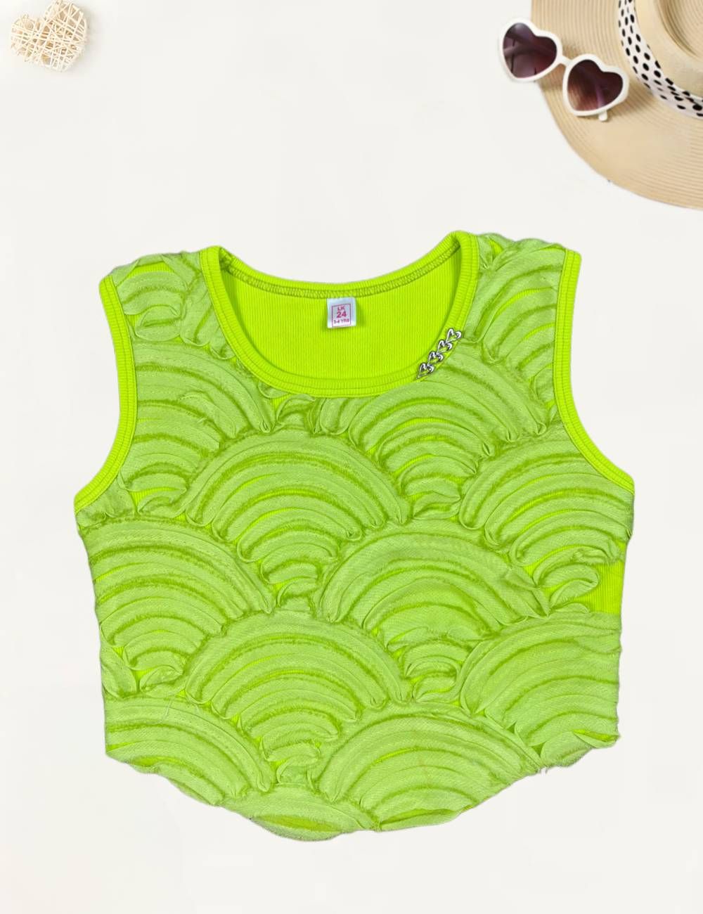 Girls Imported Top [GT-734] [4-12 year]-6-7Y (Size - 28) / Imported / Neon Green