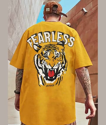 Leotude Pack of 1 Cotton Blend Oversized Fit Men's T-Shirt ( Yellow )