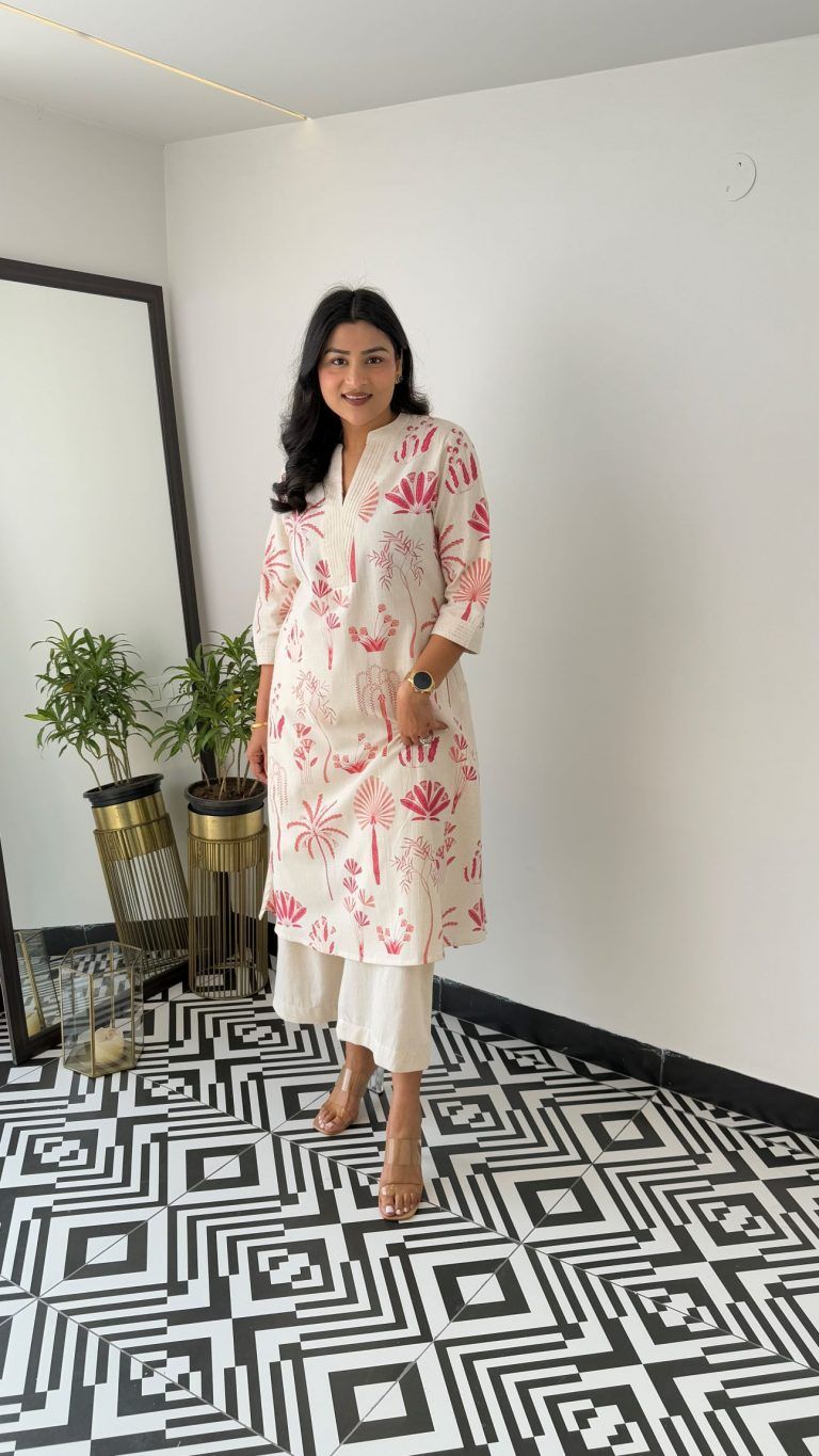 Perfect Kurta Set-S / Pink and beige