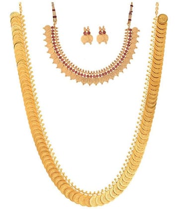 Zeneme Alloy Golden Contemporary Contemporary/Fashion Gold Plated Necklace set Combo