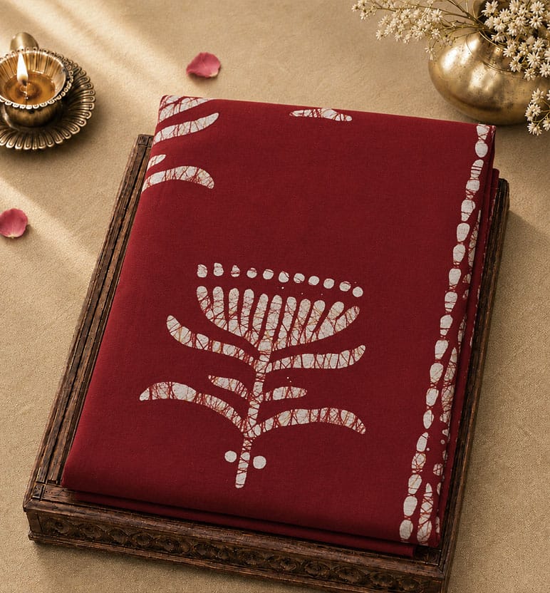 Handcrafted Batik Cotton Handblock Saree