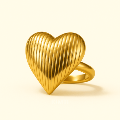 18k Gold Plated Heart Anti Tarnish Ring