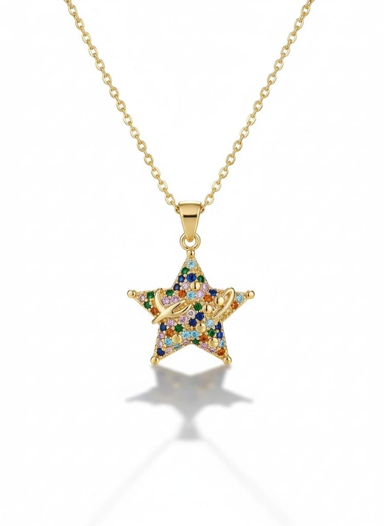 GemGleam - Crystal Pendant Chain Necklace, Hypoallergenic, Anti-Tarnish, Gift Gold Plated Chain with Locket for Women, Waterproof - Anti-Tarnish, Skin Friendly, Lightweight - Gift for Wife, Girlfriend, Friend (Dolphin Heart)