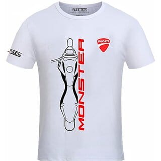 FastB Men Printed Round Neck White T-Shirt