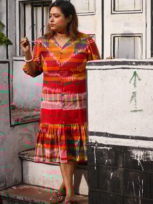 Gamcha look Designer Dress-M