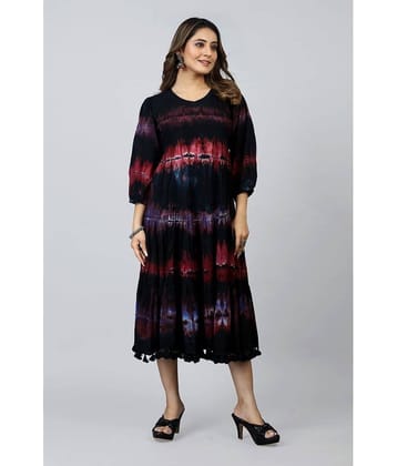 SARRAS Cotton Dyed Flared Women's Kurti - Black ( Pack of 1 )