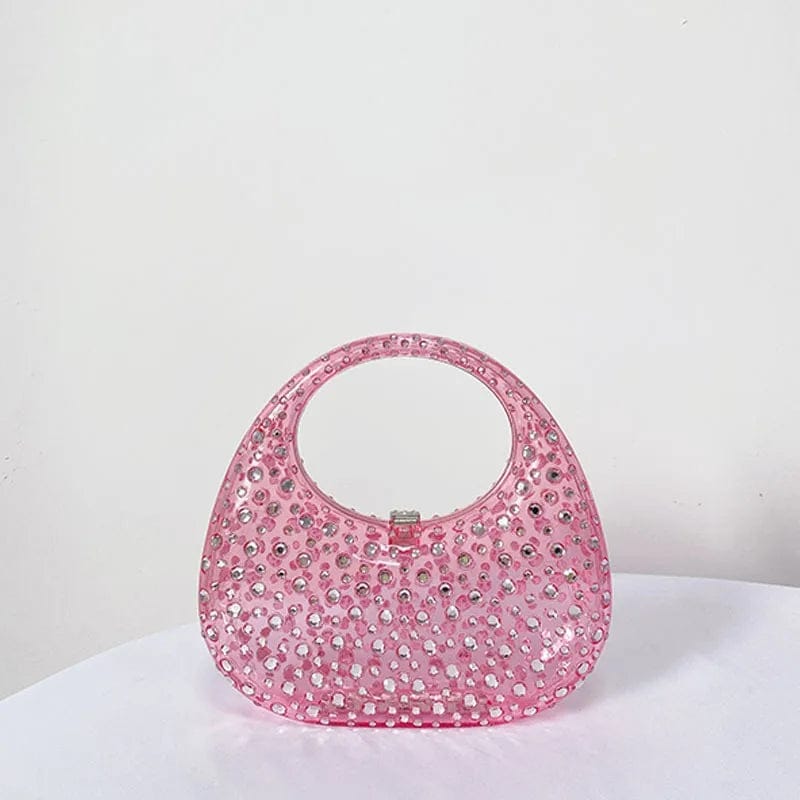 Luxury party crystal ladies bling purse transparent diamond rhinestone evening handbags women luxury tote clear bag