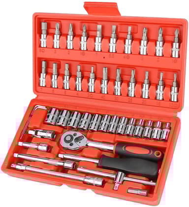 46 Piece 1/4" Socket Set Goti Pana with Ratchet Wrench For Car, Bike, Cycle Repairing, DIY Projects, Home & Automobile Vehicle Service 46 Piece 1/4" Socket Set Goti Pana with Ratchet Wrench For Car, Bike, Cycle Repairing, DIY Projects, Home & Automobile Vehicle Service