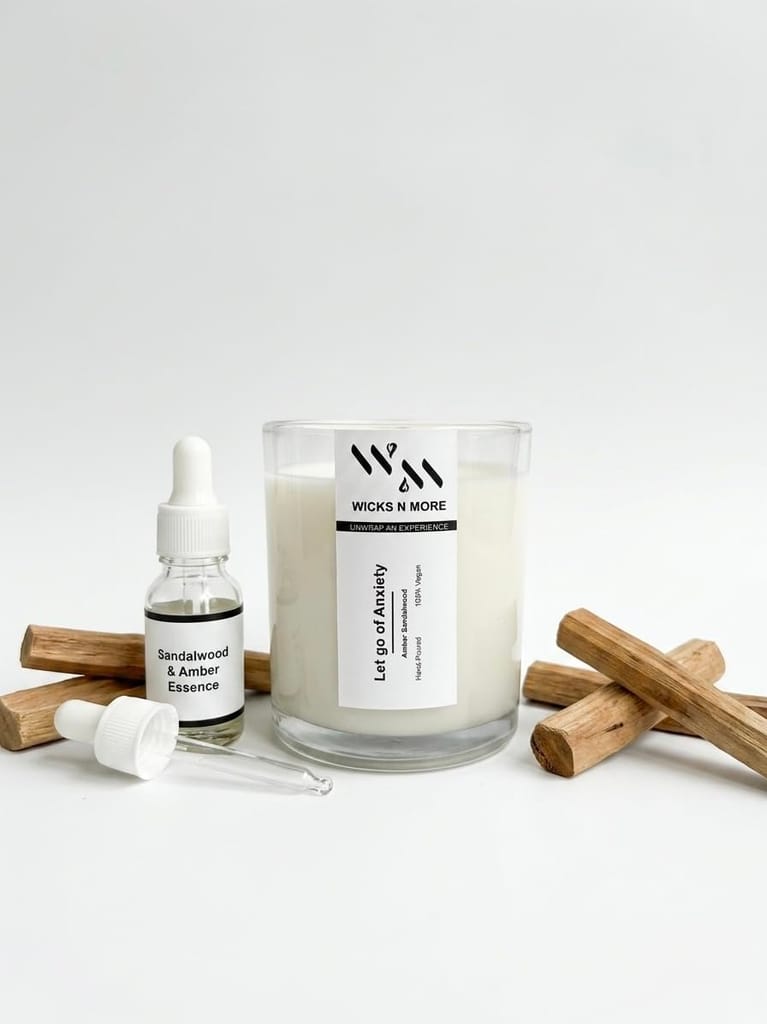 Wicks N More | Scented Candle | 35 Hours Burn Time | 180ml | Natural Earthy Fragrance | Handmade Eco-Friendly Candle for Meditation, Relaxation & Gifting