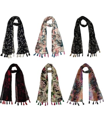 stolevilla Multi Printed Poly Cotton Yarn Stoles ( Pack of 6 )