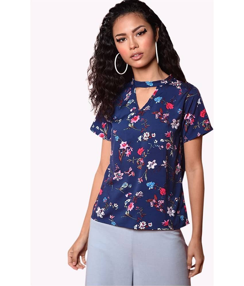 Chimpaaanzee Women's Crepe Regular Top ( Navy )