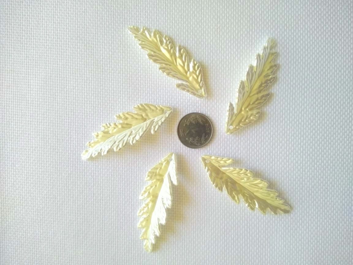 Rowan leaves pearl finish charms - a set of 5 pcs