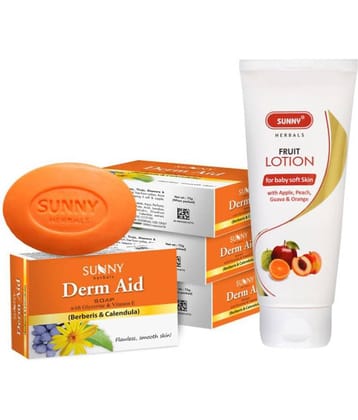 SUNNY HERBALS Fruit Body Lotion 100ml and Derm Aid Soap (75g*4)300 g