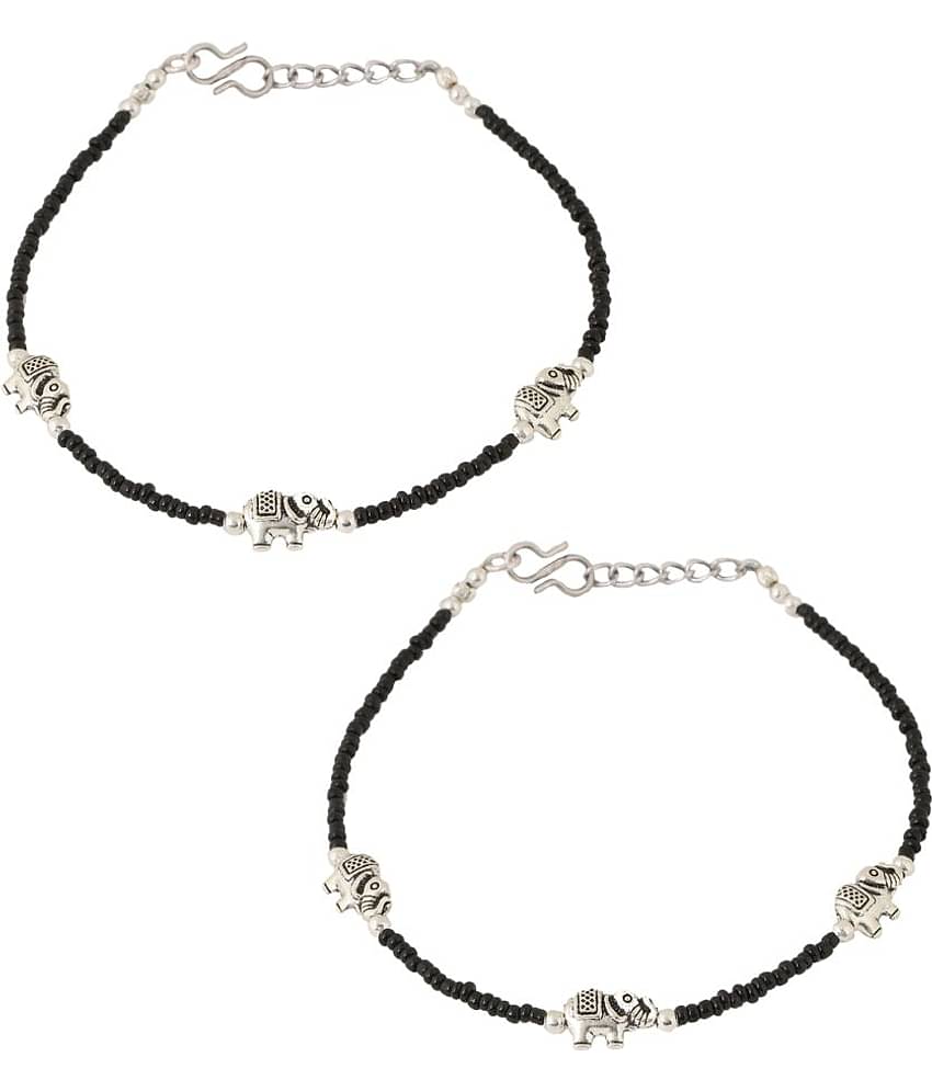VIRAASI - Black Anklets ( Pack of 1 )