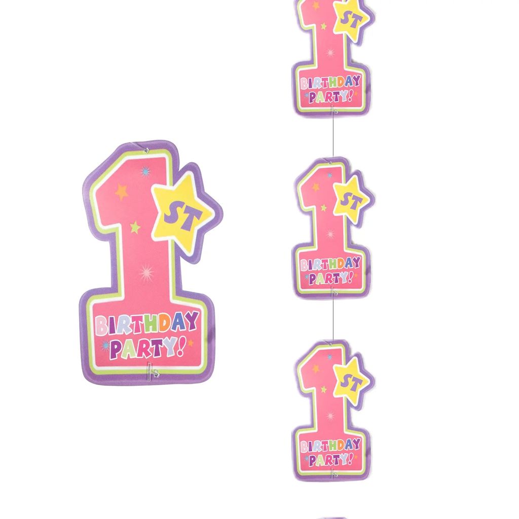 1st Birthday Girl String Decoration 7FT - 6PC - Party and Festive Needs | Buy online on ZillyBuy
