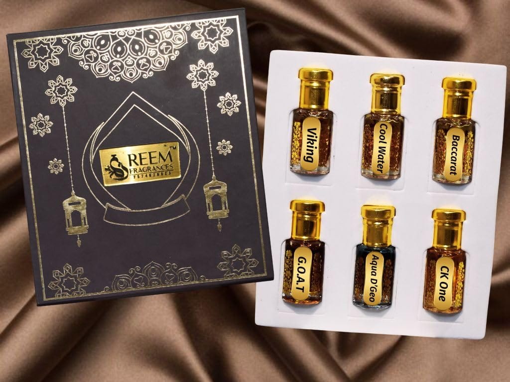 Reem Fragrances Attar Combo Pack for Men (Set of 6) - 6 ml each |Luxury Fragrances | Non-Alcoholic