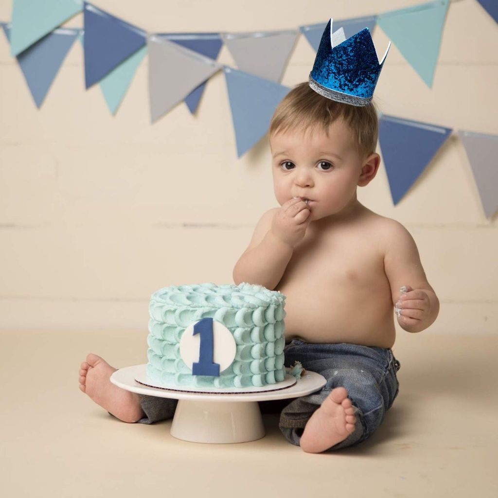 Kids Crown Blue Cap w/Pull Elastic & Customizable