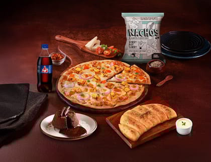 Smoky Paneer Pizza [10" Big] + Chocolava + Nachos + Thums Up