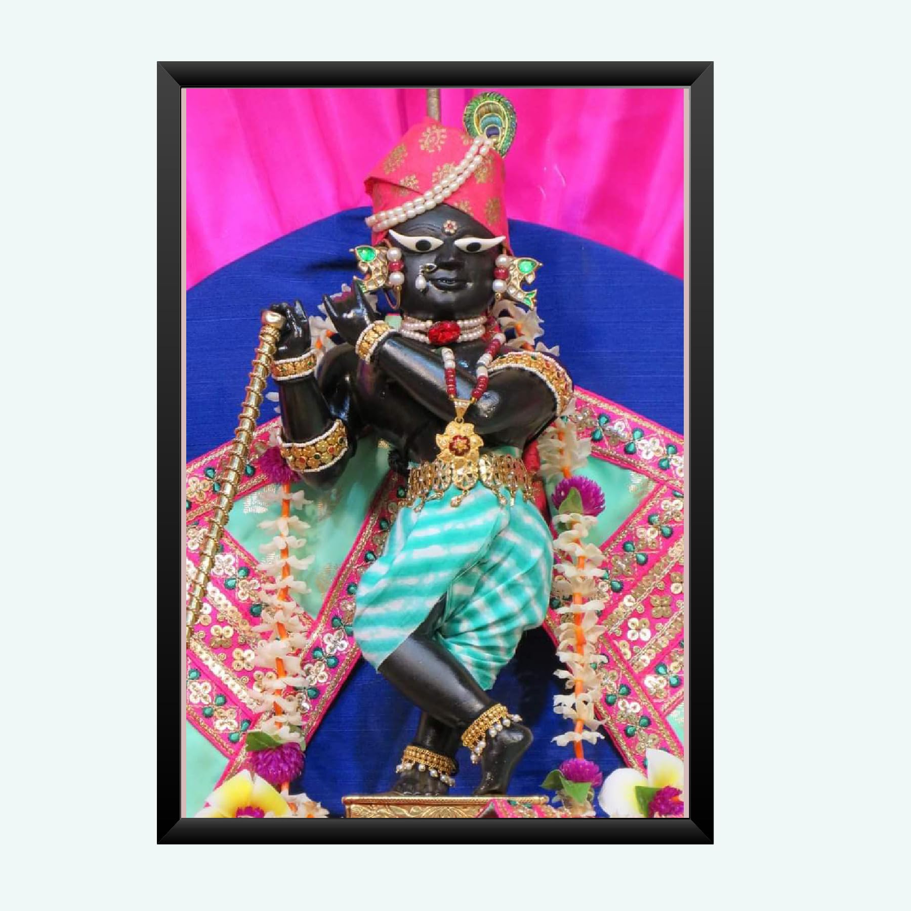 NOKKES Radha Raman ji Vrindavan Radha Raman Thakur Ji Photo Frames Religious Photo frame 5X7 Inch Photo Frame_QWW83