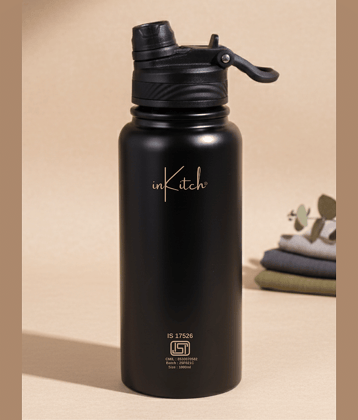 inKitch Hot&Cold WaterBottle Black Steel Flask ( 1000 ml )