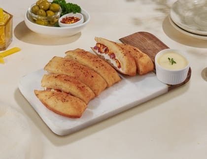 Paneer Tikka Stuffed Garlic Breadsticks + Cheesy Dip [FREE]