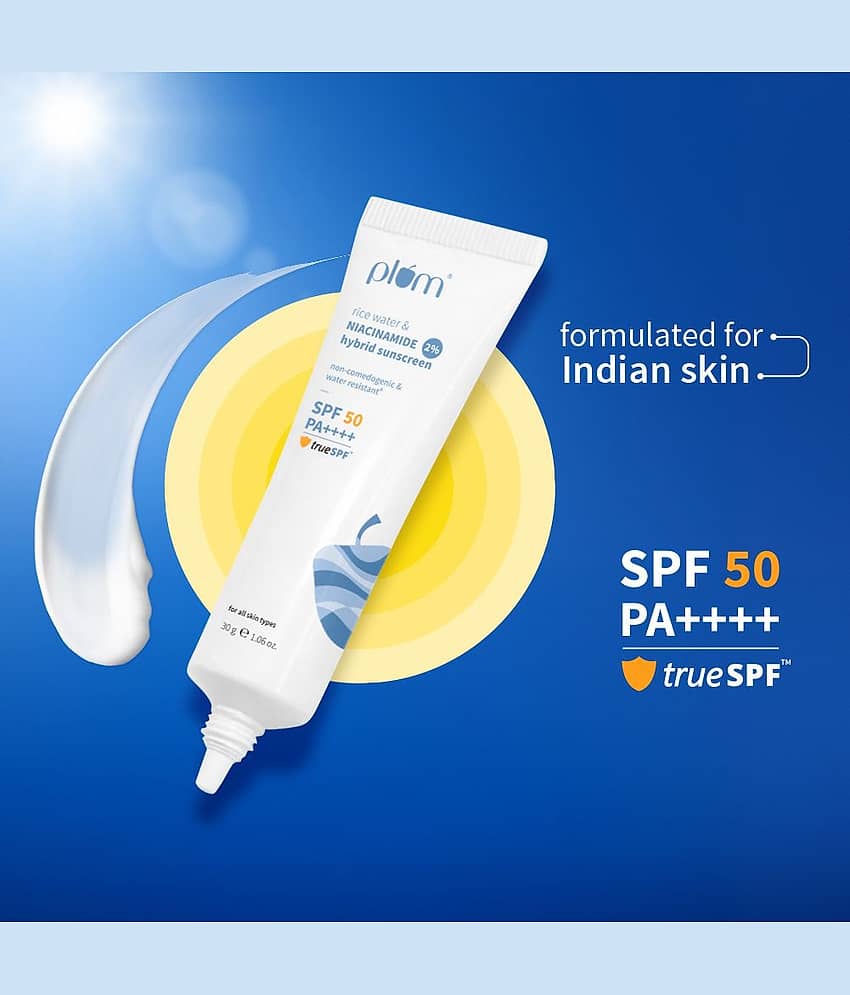 Plum Sunscreen - SPF 50 PA++++ 2% Niacinamide & Rice Water sunscreen In-vivo & in-vitro tested (30 g)