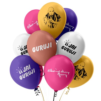 Guruji Balloons 12" Metallic Multicolor | Blessing Balloons Pack of 30pcs for Guruji Birthday, Satsang & Spiritual Decoration