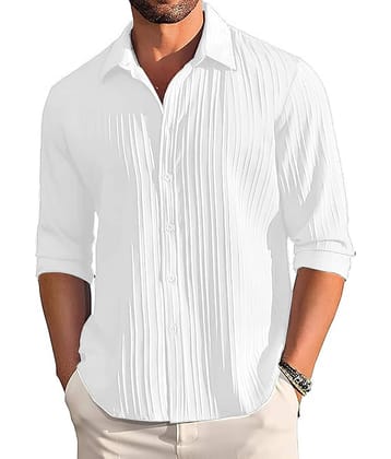 Kintu Parantu Polyester Regular Fit Self Design Full Sleeves Men's Casual Shirt - Green ( Pack of 1 )