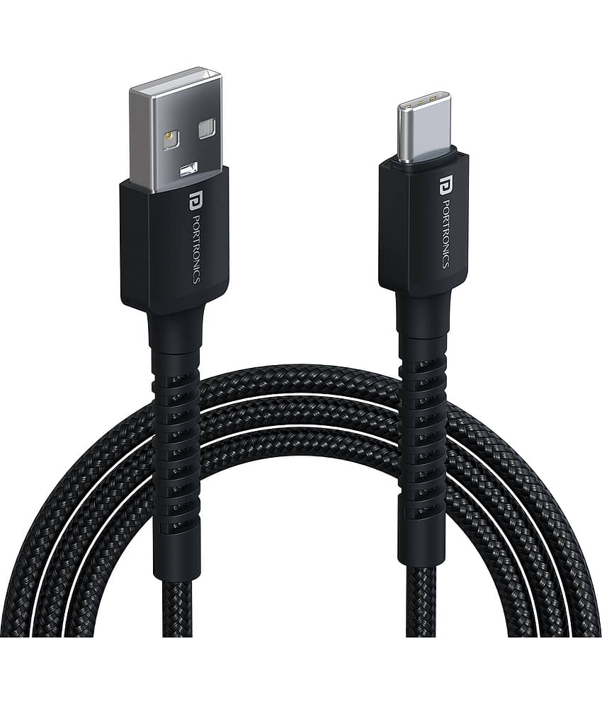 Portronics Black 3A Type C Cable 1 Meter