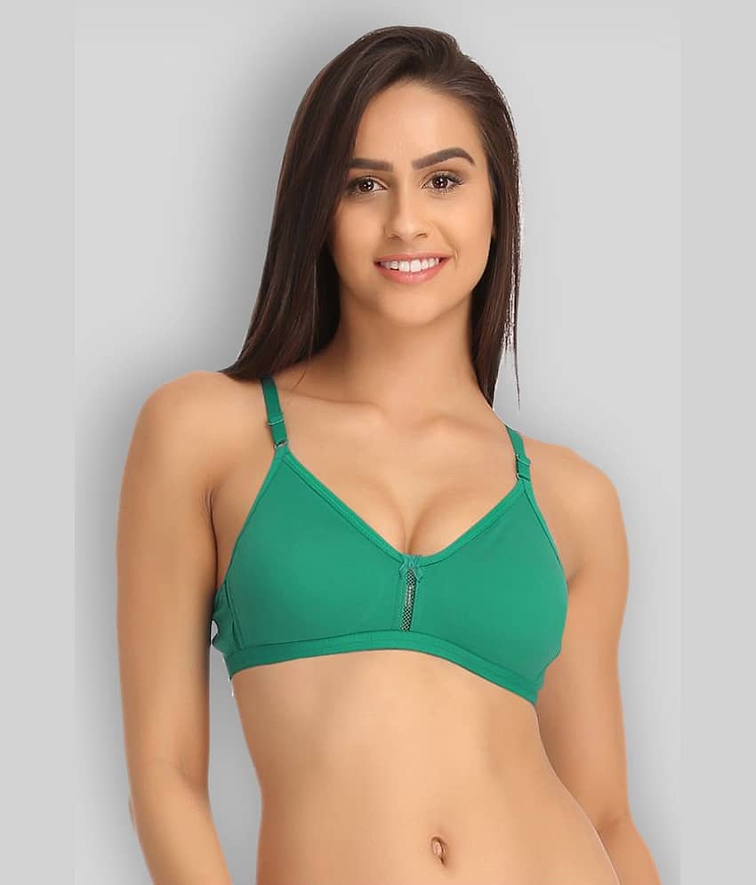 Clovia - Green Cotton Non Padded Women's T-Shirt Bra ( Pack of 1 )