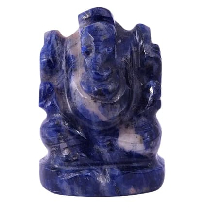 Sodalite Ganesha, Handmade God Ganpati, Ganesha for Pooja, Home Décor, Car Dashboard and Pooja(KI_164)  by Krishna Impex