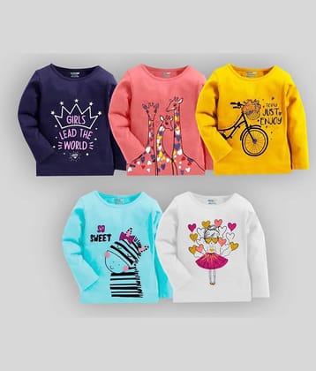 Kuchipoo Pack of 5 Girls Cotton Blend T-Shirt ( Multicolor4 )