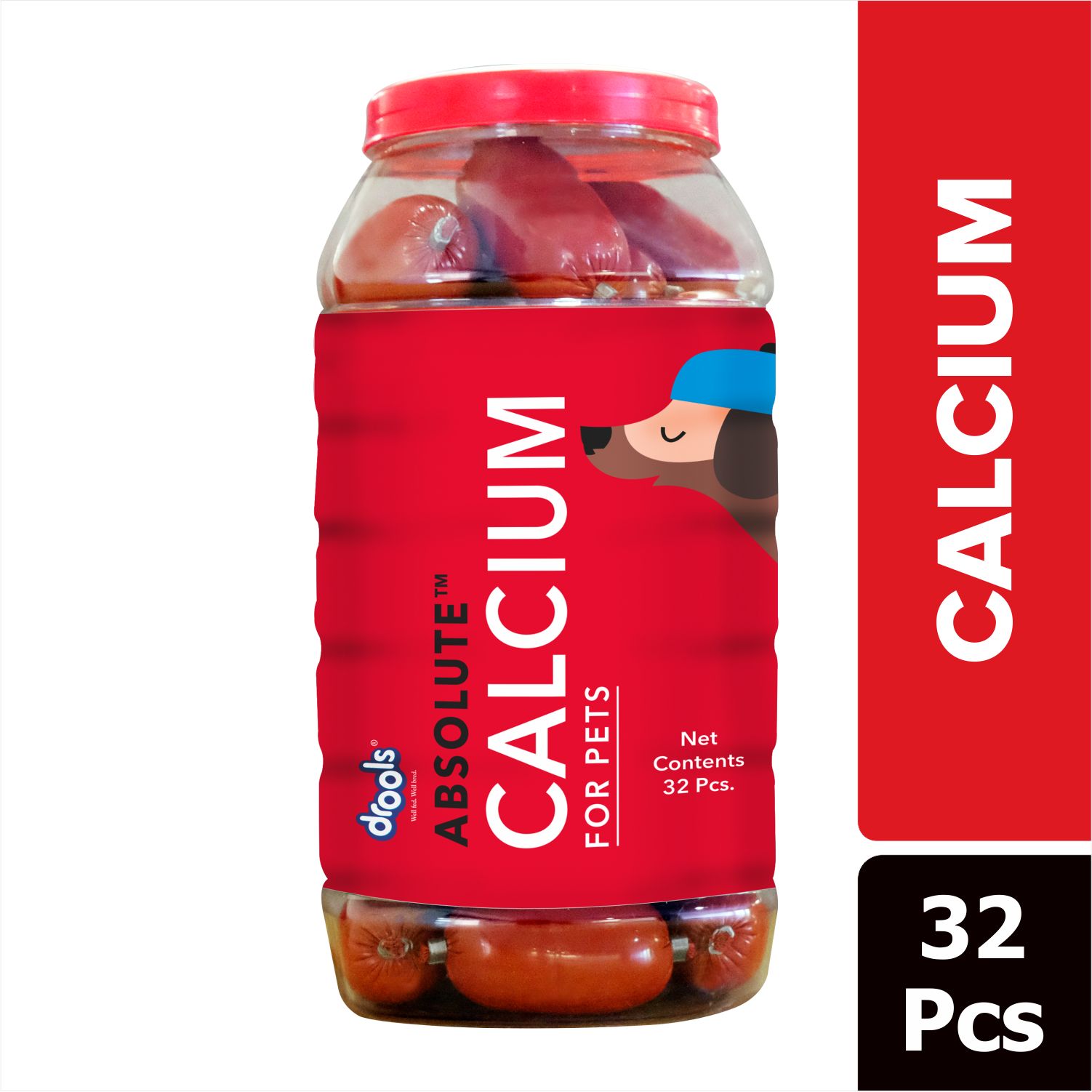 Drools Absolute Calcium Sausage Dog Supplement - Jar ,32 Pcs