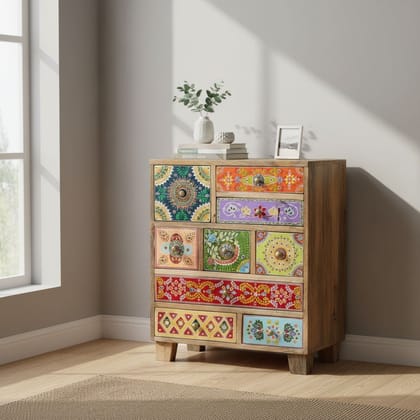 Hand-Painted Wooden Chest of Drawers Bedside