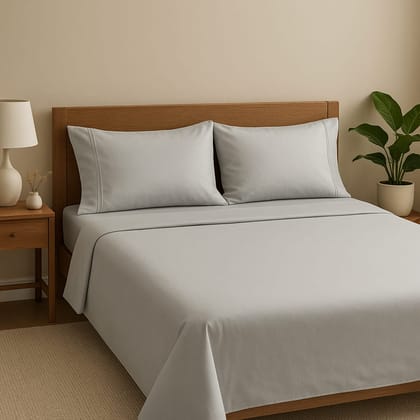 400 tc Premium soft cotton Bedsheet Set with two pillow cases plain white color specially made to give your Bedroom a  minimilst look