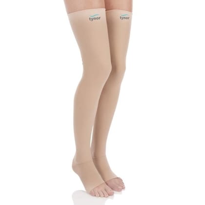Tynor I70 Medical Compression Stocking Thigh High Class 2 (Pair)-Beige / Small